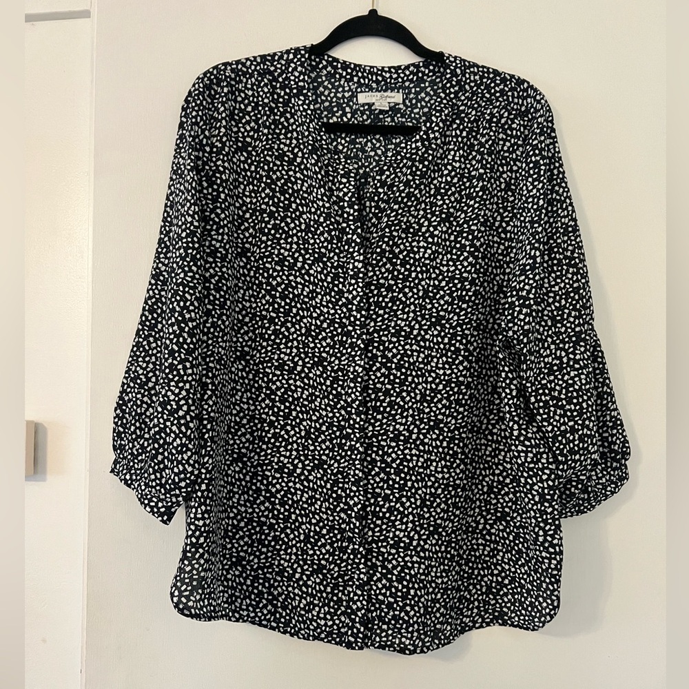 Jachs girlfriend Black and White Patterned Blouse size L (O126)